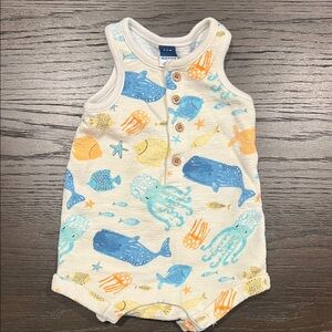 Old Navy Sea Life Baby Romper in Blue and Orange
